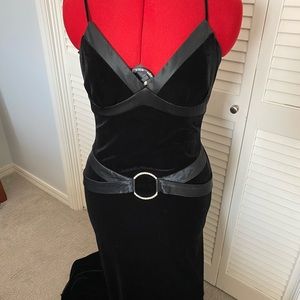 Black velvet evening gown